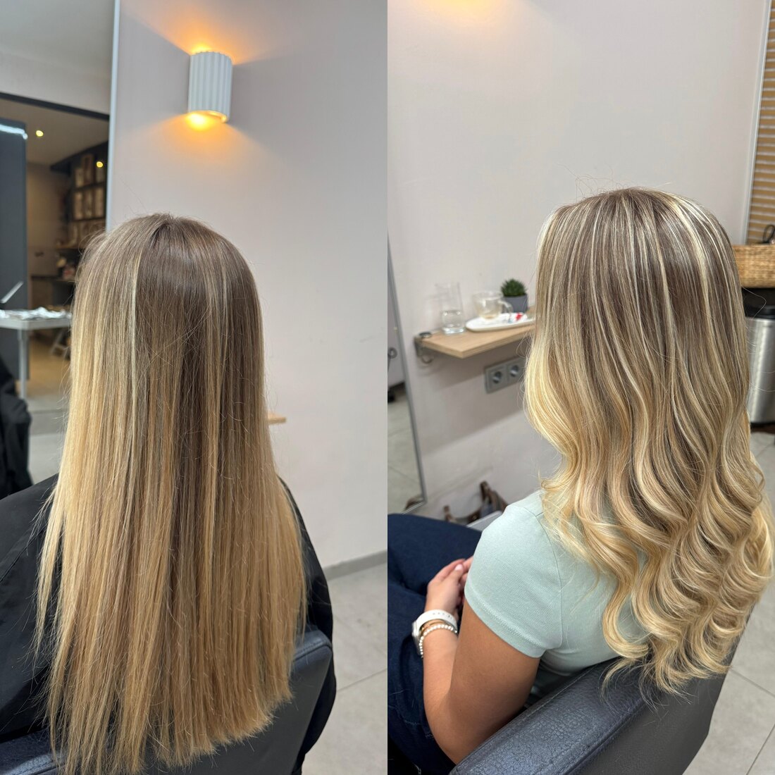 Nat&uuml;rliche Blond-Balayage, Vorher und Nachher
